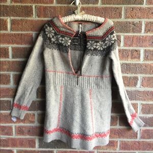Free People tunic length sweater tie detail size M